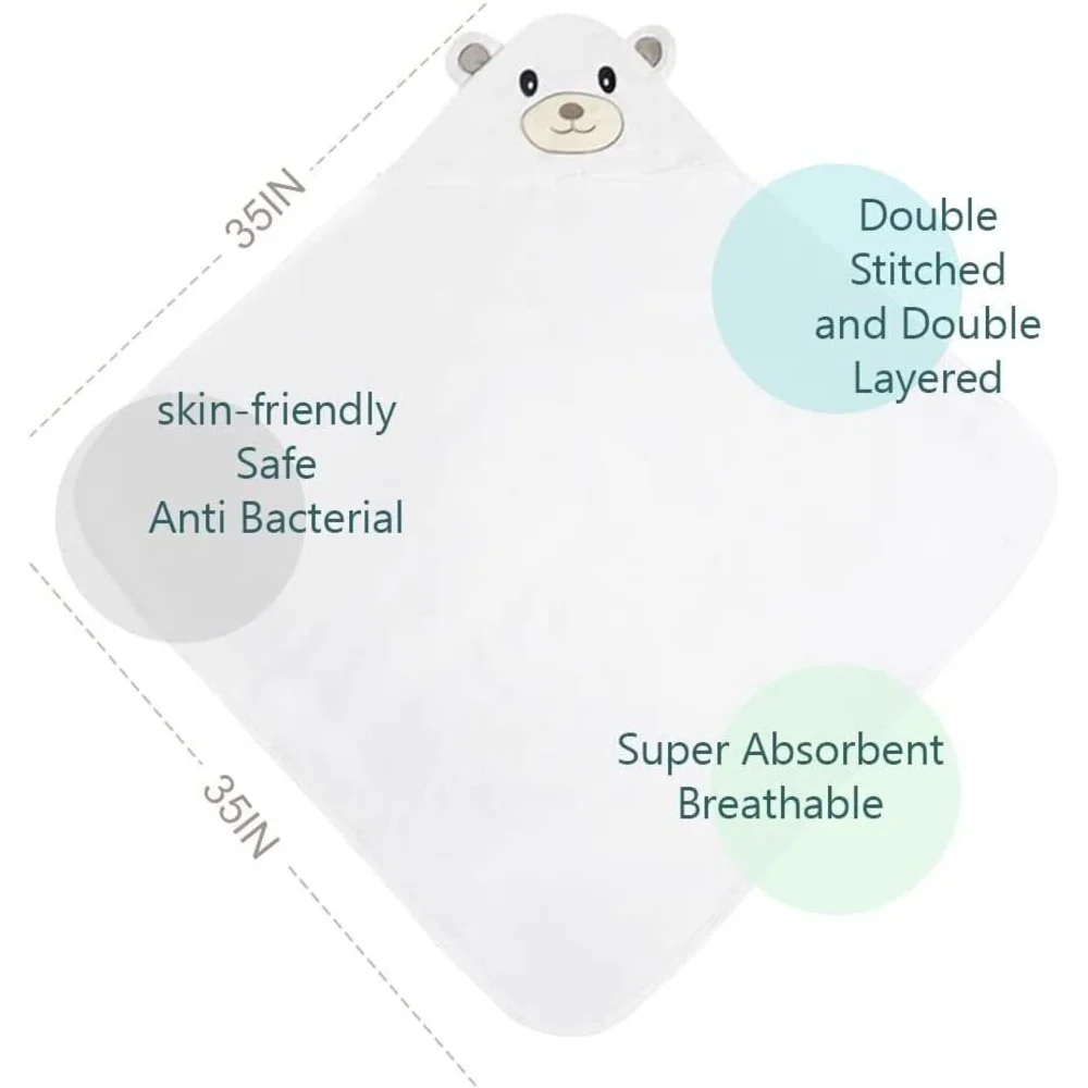 Dolwis Bamboo Hooded Bear Baby Bath Towel Organic Cotton Newborn